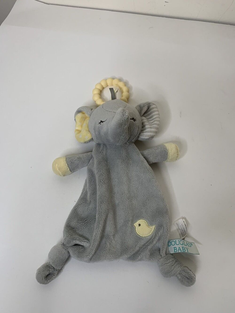 DOUGLAS BABY Plush Lovey Security Blanket Teether 10" Elephant Gray Grey